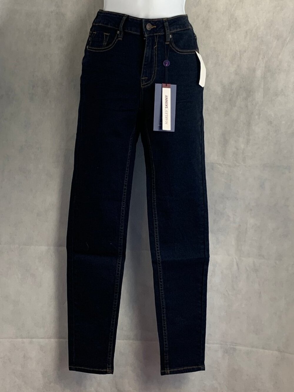 Vigoss Women's Marley Mid-Rise Skinny Jeans, Dark Blue Wash, 26x28